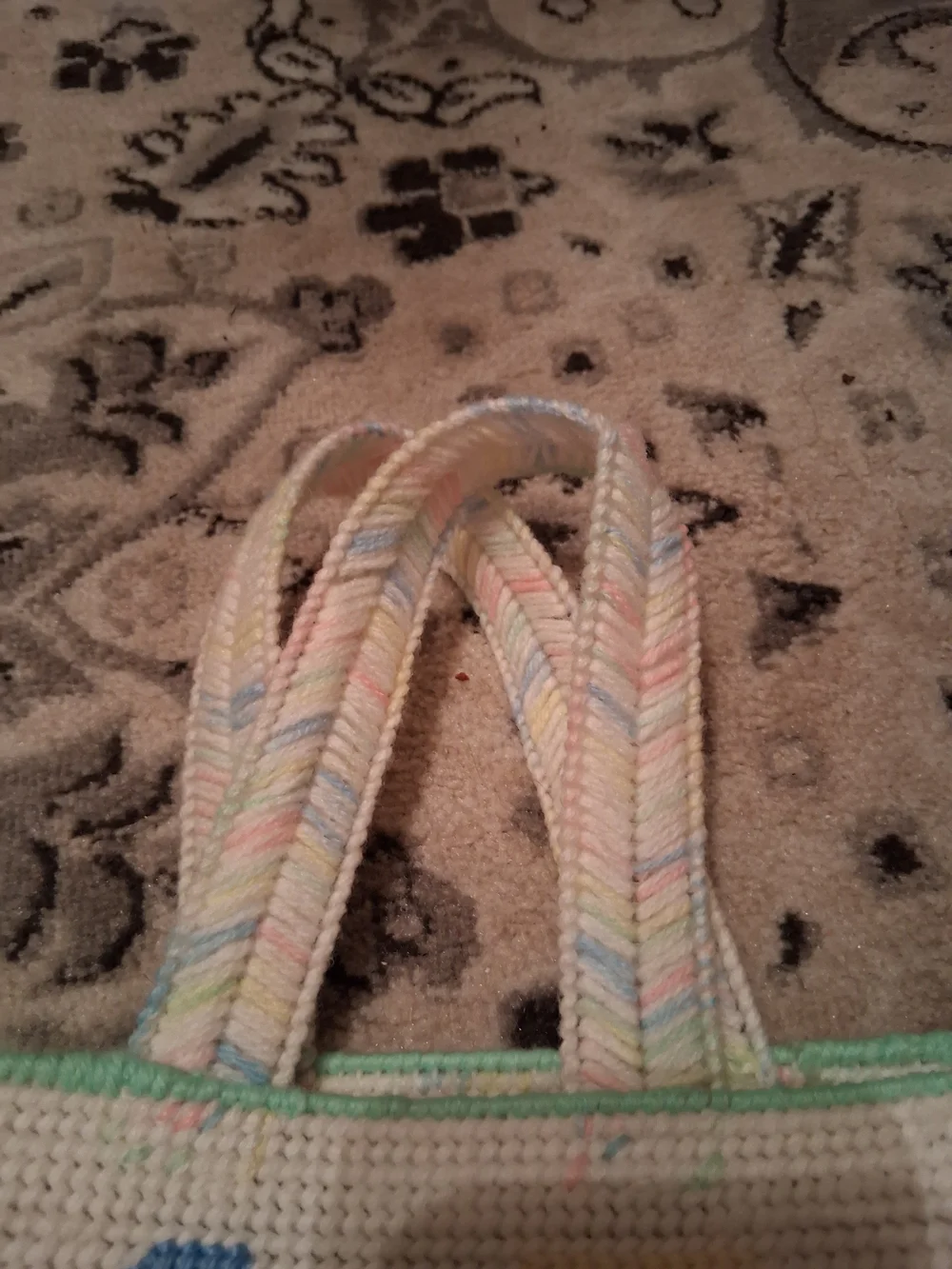 Handmade Baby Crochet Tote Bag in Cream with Pastel Accents